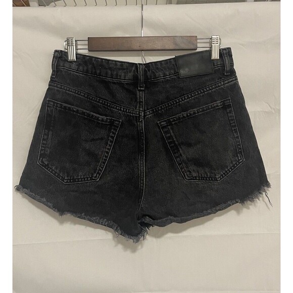 Zara Denim Shorts Women’s 6 High Waisted Black Frayed Hem cutoff Jean Featival - Picture 2 of 12
